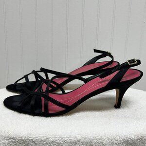 Kate Spade 3" Satin Black Sandal Heel Slingback Pump Shoes - Size 8.5